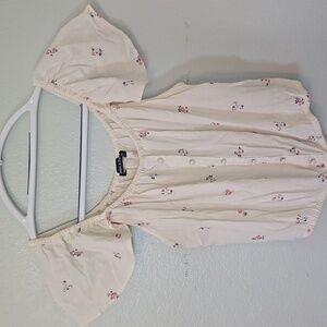 Abercrombie & Fitch Cream Floral Off The Shoulder Top Size Medium